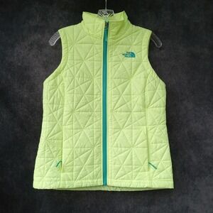 The North Face Womens Puffer Quilted Vest Jacket Teal Lime Outdoor Gorpcore Sz.S